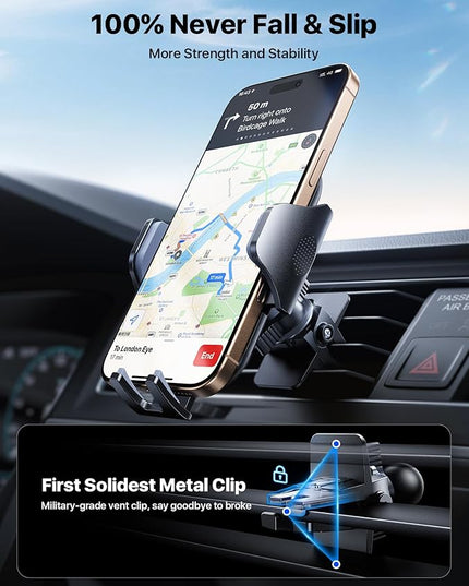 andobil 2026 Military-Grade Car Phone Holder [Upgraded Strongest Suction & Clip] Phone Holders for Your Car, Dashboard Windshield Vent Car Phone Mount for iPhone 17 Pro Max 16 15 14 13 12 Android
