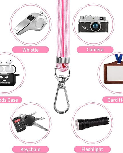 CACOE Phone Lanyard 2 Pcs-1 Pcs Adjustable Neck Strap, 1 Pcs Wrist Strap, 2 Pads, Universal Crossbody Multifuctional Cell Phone Lanyards Compatible with Most Smartphones(Light Pink)