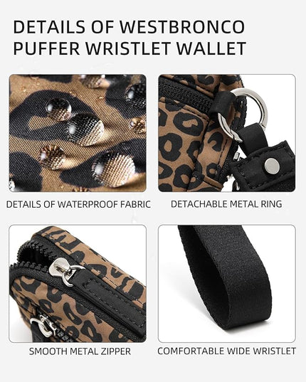 WESTBRONCO Wristlet Wallets for Women Nylon Quilted RFID Wallet with 3 Zipper Purse for Travel