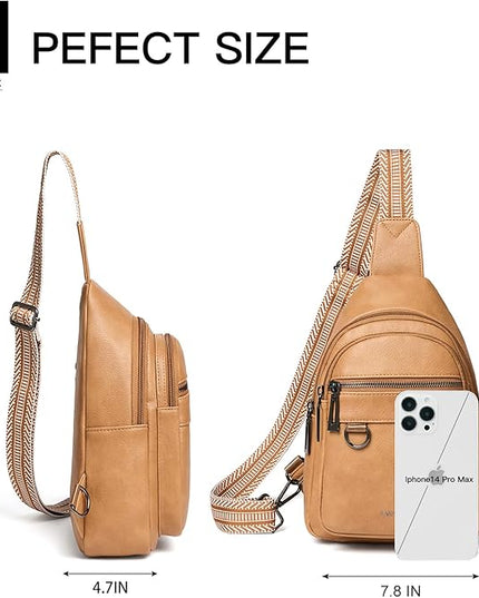 7L Sling Bag for Women Men Vegan Leather Crossbody Bags Fanny Pack Purse Backpack Over Shoulder Bag Travel Anti Theft
