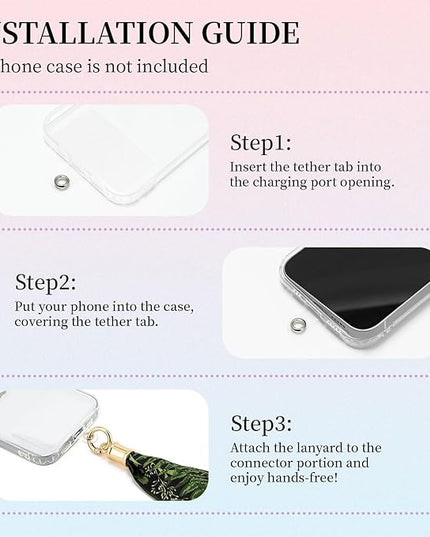 ZOOEASS Phone Lanyard Charm with Tether Tab Neck Lanyards for ID Badges Car Key Women Cute Scarf Keychain Strap Around Neck