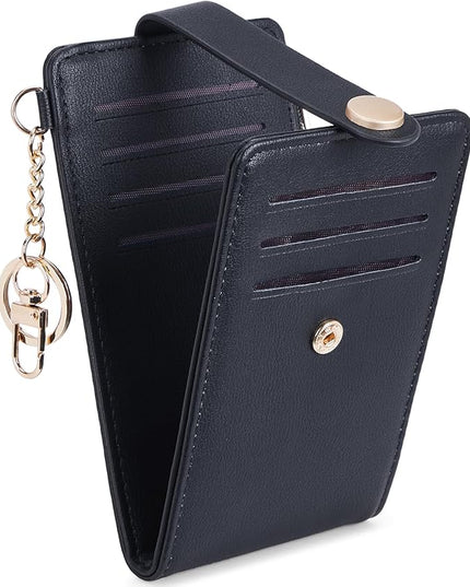 POIUGOYA Slim Wallet for Women,RFID Blocking Bifold Credit Card Holder with Zipper Coin Pocket,ID Window,Keychain