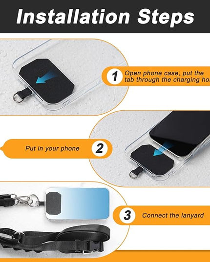 Cell Phone Lanyard with Detachable Phone Wrist Strap 3 in 1 Anti Theft Adjustable Crossbody Phone Strap Around the Neck, for Keys, ID Badges, Compatible with iPhone, Vacation Essentials, Black