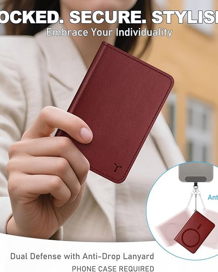 TUCCH for Magsafe Card Holder with Clear ID Window, Fit 6 Cards, RFID Blocking PU Leather Men Women Magnetic Phone Wallet for iPhone 17/16/15/14/13/12/Plus/Air/Pro/Pro Max Series, Dark Red