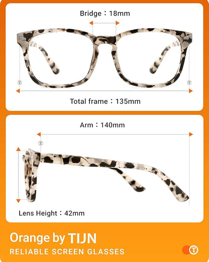 TIJN Blue Light Blocking Glasses for Women Men Clear Frame Square Nerd Eyeglasses Anti Blue Ray Computer Screen Glasses