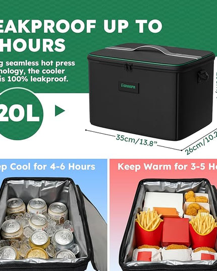 112L Large Capacity Car Trunk Organizer with 20L Insulated Fresh-Keeping Bag, Heavy-Duty 600D Waterproof Oxford Collapsible Storage for SUV, Sedan, Truck, 2 Securing Hooks & Reflective Strips