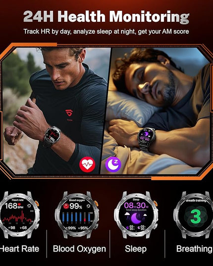 LIGE Smart Watch for Men (Make/Answer Calls) with 1000mAh, 1.75" HD Screen Smartwatch with Flashlight, Heart Rate/Sleep Monitor, IP68 Waterproof, 100+ Sports Modes for Android iOS, 3 Straps