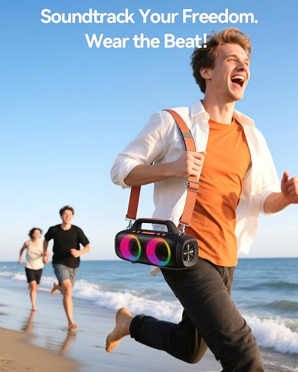 BassBloom Roar 1 Portable Bluetooth Speaker,60W Powerful Sound with Deep Bass,IPX6 Waterproof,24H Playtime,Bluetooth 5.4,RGB Party Lights,Wireless Stereo Pairing,Travel Outdoor for Camping and Beach