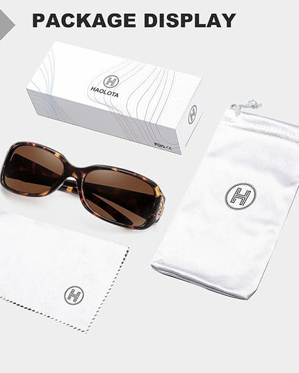 HAOLOTA Women's Polarized Sunglasses - Fashionable Wraparound Butterfly Design with UV400 Protection