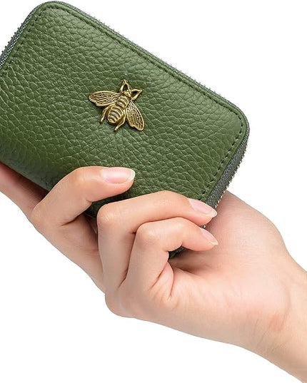 imeetu RFID Credit Card Holder, Small Leather Zipper Card Case Wallet for Women
