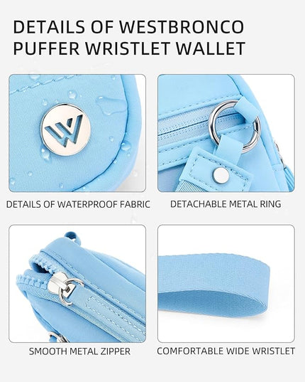 WESTBRONCO Wristlet Wallets for Women Nylon Quilted RFID Wallet with 3 Zipper Purse for Travel