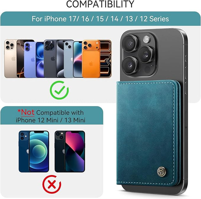 Defencase for Magsafe Wallet Magnetic Card Holder RFID Blocking, PU Leather Minimalist Phone Wallet for MagSafe Phones and Cases for iPhone 17/16/ 15/14/ 13/12/ Pro/Max/Plus/Air, Retro Green