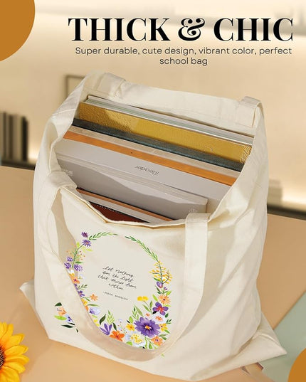 AUSVKAI Canvas Tote Bag for Women, Aesthetic Cute Grocery Grocery Reusable Cotton Gift Bag for Shooping Beach Trendy Gifts