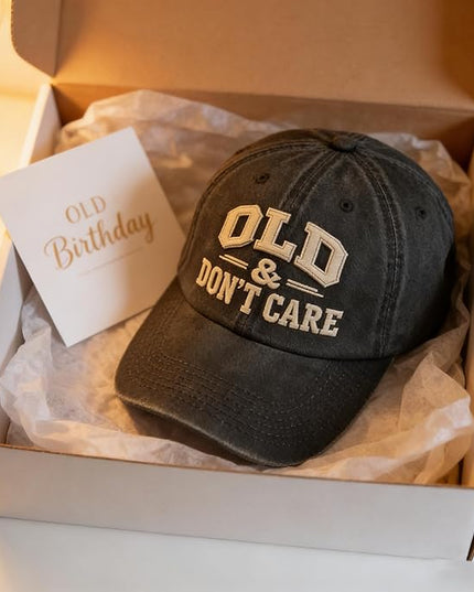 Old and Don't Care Hat, Vintage Distressed “Old & Don’T Care” Cap, Fun Adjustable Trucker Hats
