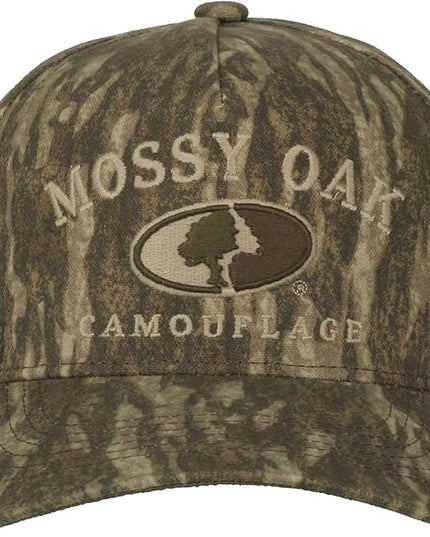 Mossy Oak New Bottomland Camo Baseball Cap – Low Profile Structured Hunting Hat, Pre-Curved Visor, Adjustable Snapback, One Size