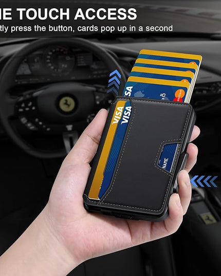 SEMORID Wallet for Men, Mens Wallet Minimalist Slim Wallet, RFID Blocking Smart Pop Up Wallet with Money Clip & ID Window, Metal Compact Wallet, Aluminum Credit Card Holder Wallet