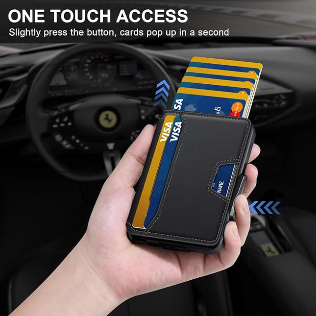 SEMORID Wallet for Men, Mens Wallet Minimalist Slim Wallet, RFID Blocking Smart Pop Up Wallet with Money Clip & ID Window, Metal Compact Wallet, Aluminum Credit Card Holder Wallet