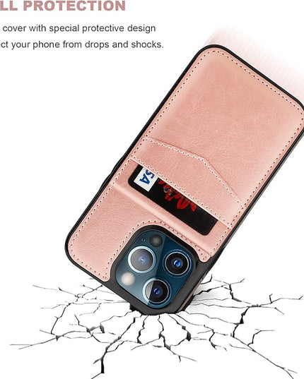 KIHUWEY Compatible with iPhone 13 Pro Max Case Wallet with Credit Card Holder, Premium Leather Magnetic Clasp Kickstand Heavy Duty Protective Cover for iPhone 13 Pro Max 6.7 Inch(Rose Gold)