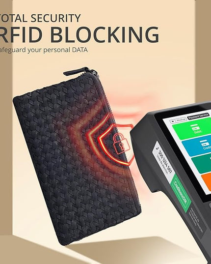 Real Leather Women Wallet Leather with RFID Blocking -Trifold Card Holder Designer Ladies Clutch with ID Window Wallets
