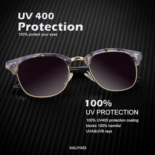 KALIYADI Polarized Sunglasses for Men and Women Semi-Rimless Frame Driving Sun glasses UV Blocking