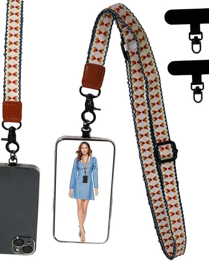 Adjustable Lanyard for Phone, Camera, Name Tags, ID card, Keychain and Wristlet Straps with 2 phone pads(Black)