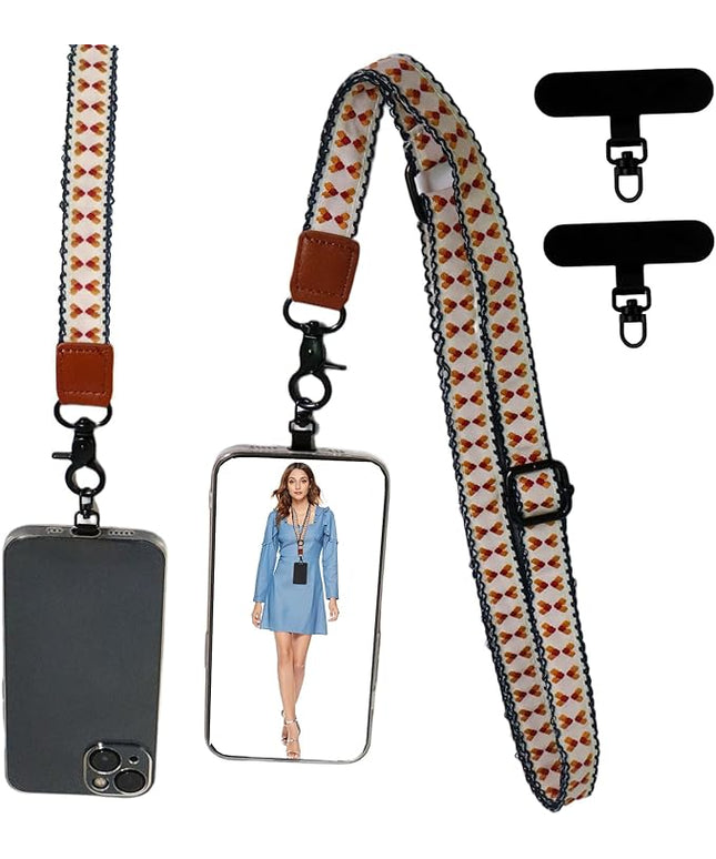 Adjustable Lanyard for Phone, Camera, Name Tags, ID card, Keychain and Wristlet Straps with 2 phone pads(Black)