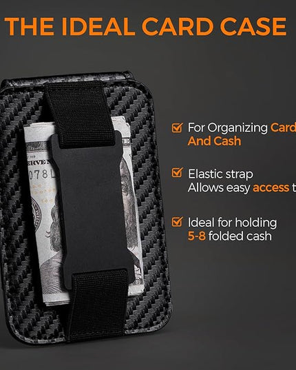 RUNBOX Slim Wallet for Men Front Pocket wallet with Cash Strap Minimalist Leather RFID Blocking wallet
