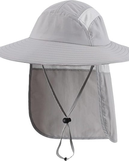 Home Prefer UPF 50+ Mens Wide Brim Fishing Hat with Neck Flap Sun Hat for Men Women Sun Protection Cap