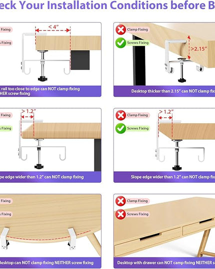 Univivi No Drill Under Desk Cable Management Tray, 28" Cord Organizer for Table, Clamp/Screw Mount Desk Cable Management, Premium Fabric Cable Management Tray for Office, Home