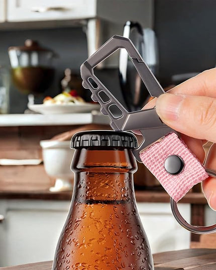 Metal heavy duty key chain carabiner clip bottle opener wrist lanyard ring car key fob unisex for men and women