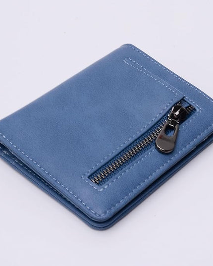 Alldaily Small RFID Wallet for Women Slim Compact Bifold Pocket Ladies Travel Mini Purse (Blue)