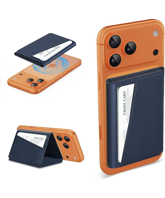 TopMade for MagSafe Wallet, Strongest Magnetic Card Holder for iPhone 17/16/15/14/13/12 Series, Minimalist Leather Trifold Magnetic Wallet for Phone Case, 9 Cards Holder, RFID Blocking, Navy Blue
