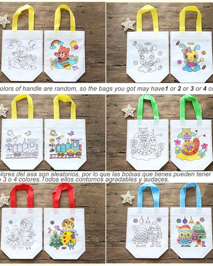Sand Flower Eco Reusable Coloring Carnival Animal Art Party Goodie Bags with Guestbook Bags (12 PCS)