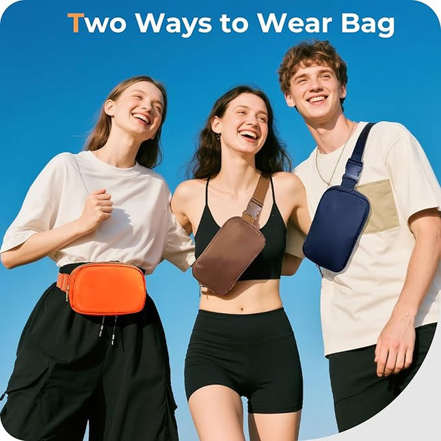 Cwualo Belt Bag Zipper Fanny Pack Crossbody Bags for Women,Fashion Nylon Waist Packs, Water Repellent Two Way wear with Adjustable Strap Gifts for Teenage Girls Women Men(orange)