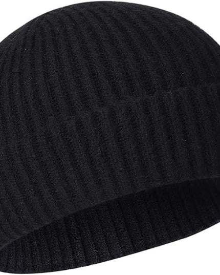 50% Wool Warm Cuffed Swag Knit Short Fisherman Beanie for Men Women Winter Hats Trawler Skull Cap
