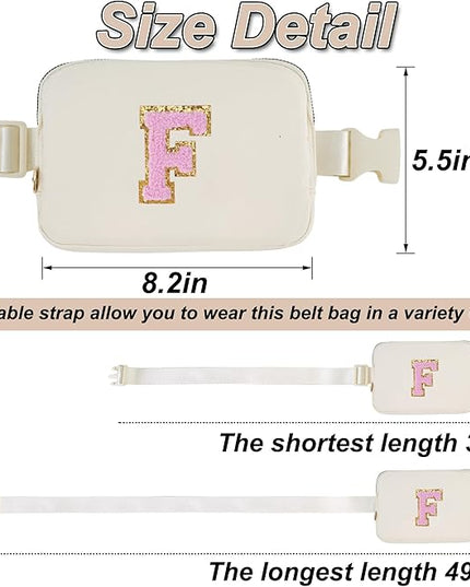 Uygafly Personalized Belt Bag for Women Girls - Fashion Mini Waist Packs with Adjustable Strap - Trendy Travel Fanny Pack Crossbody Bags with Initial Letter - Teen Gifts | Cream,F