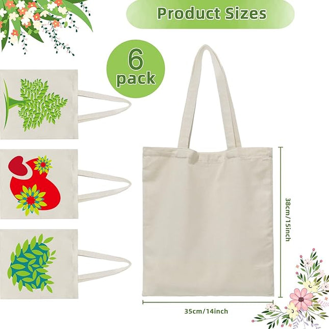 6 I 12 I 24 I 48 Pack Canvas Tote Bags,Reusable Blank Canvas for Shopping Bags,Grocery Bags,DIY Gift Bags