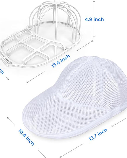 YEENOR Hat Washer Cage for Washing Machine - Baseball Cap Cleaner Rack, Ball Cap Washing, Dishwasher Safe, Perfect for Cleaning and Protecting Hats in Dishwasher (White 1 Pack with Bag)