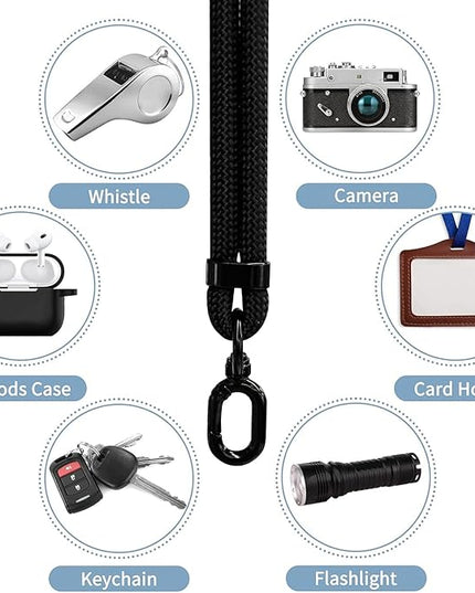 2 Pack Phone Lanyard and Wrist Strap Set, Black Adjustable Crossbody Neck Strap & Secure Phone Wrist Strap with 4 Pcs Tether Tabs, Universal Multifunctional for Most Smartphones iPhone Android