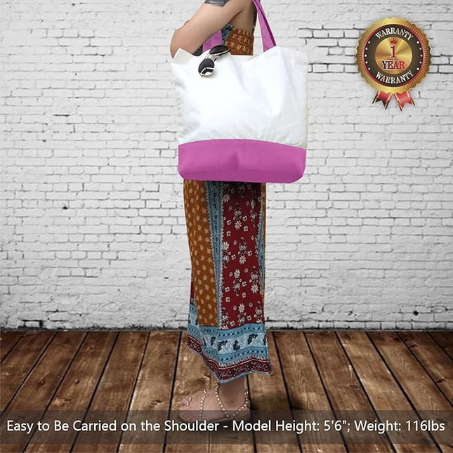 TOPDesign 3-Pack Super Strong Large 12oz Cotton Canvas Tote Bags, Reusable Grocery Shopping Cloth Bags, Fashionable Two-Tone Totes for Crafts, DIY Your Creative Designs
