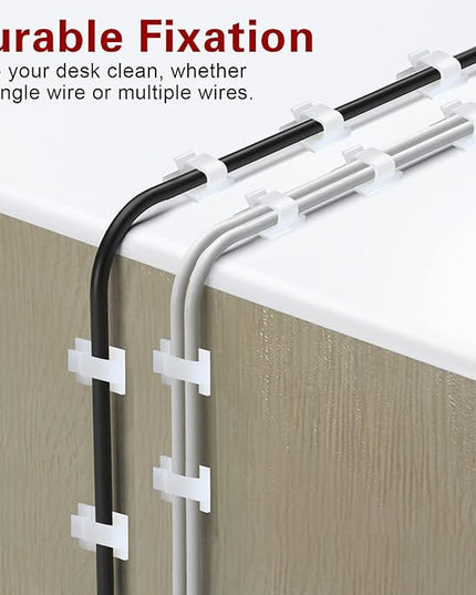 XHF 5/8” Adhesive Cord Clips White 60pcs, Outdoor Christmas Light Clips, Cable Management Staples for Under Desk, Car, Wall, TV, PC, Ethernet