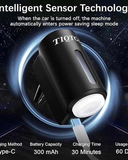 Smart Car Air Freshener, Car Air Freshener Diffuser with 3 Adjustable Light Modes, Rechargeable Aromatizante para Carro with 8pcs Essential Oil, Long-Lasting, Black
