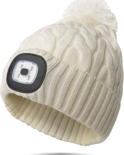 Night Scope Classic Rechargeable LED Warm Knit Beanie Head Light Hat Headlamp for Outdoor Activities