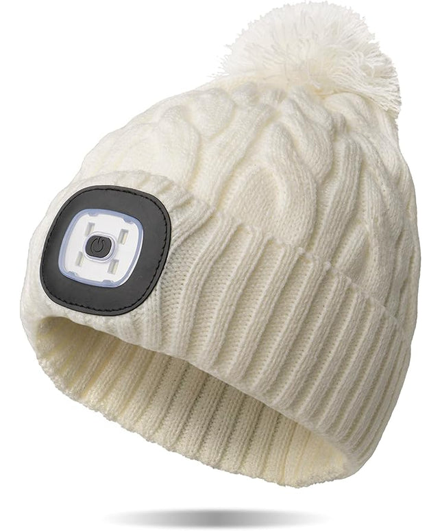 Night Scope Classic Rechargeable LED Warm Knit Beanie Head Light Hat Headlamp for Outdoor Activities