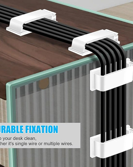 XHF 50 PCS Self Adhesive Cable Clips(L) White,Wire Clips Cable Management Wire Organizer Cord Holder for Under Desk, Car, Wall, TV PC Ethernet Cable