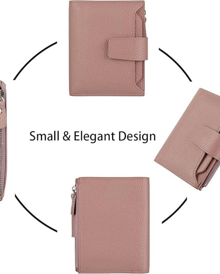 Lavemi Small Compact Women Wallet RFID Blocking Genuine Leather Bifold Purse with ID Windows