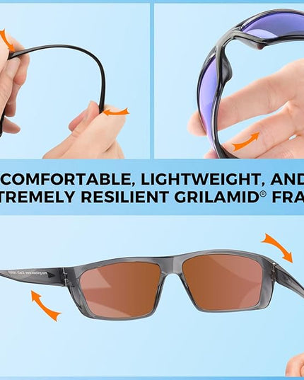 KastKing Huzzah Polarized Sport Sunglasses for Men and Women, Ideal for Driving Fishing Cycling and Running,UV Protection