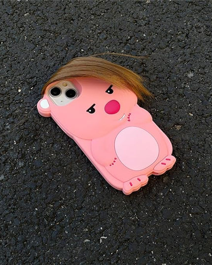 Case Compatible with iPhone 13,Cute 3D Kawaii Funny Ugly Beaver Cartoon Cover with Keychain Soft Silicone Gel Drop Protector Women Girls