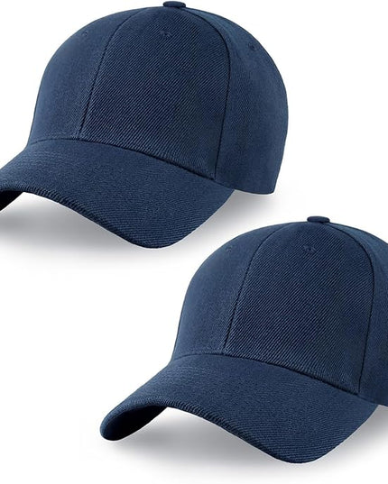 2-Pack Classic Structured Baseball Cap Adjustable Snapback Multipack Ball Caps for Custom Embroidery Running Workouts Outdoor