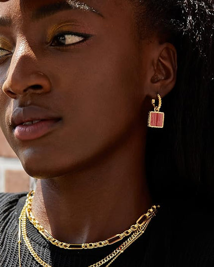 18K Gold Plated Chunky Hoop Earrings for Women Fashion Thick Gold Hoops Set Jewelry for Birthday Christmas Gifts